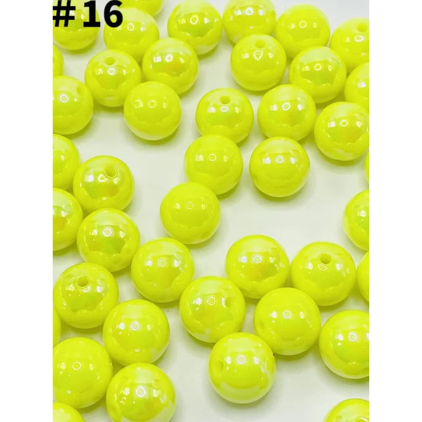 16mm Beads, Glossy Acrylic Beads with UV Plating, Size 16mm, soild uv Round Shape, TT