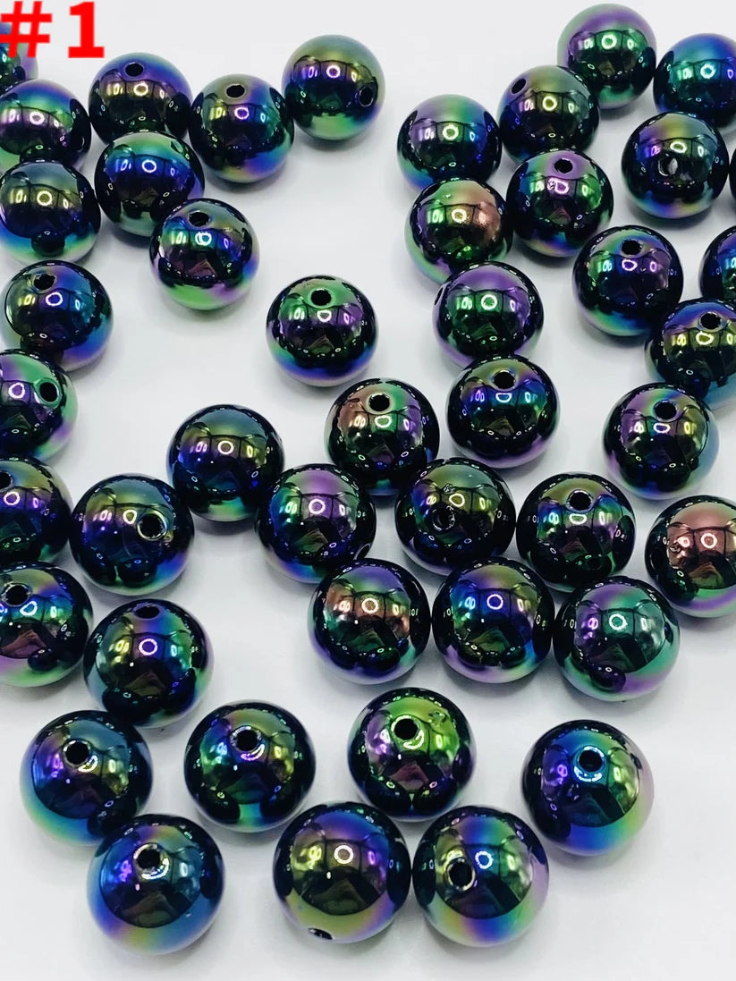 16mm Beads, Glossy Acrylic Beads with UV Plating, Size 16mm, soild uv Round Shape, TT