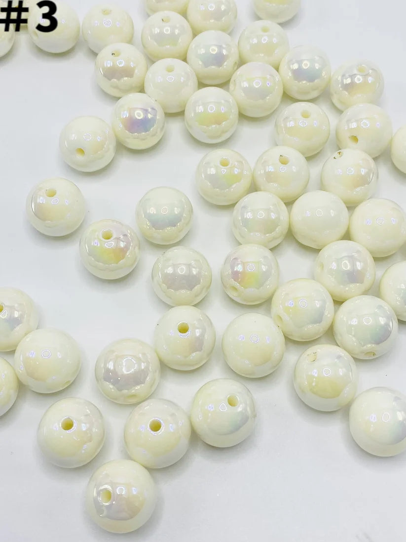 16mm Beads, Glossy Acrylic Beads with UV Plating, Size 16mm, soild uv Round Shape, TT