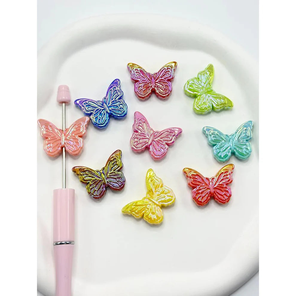 Acrylic Butterfly Beads, Butterfly Acrylic Beads with UV Coating, Size 30mm by 23mm