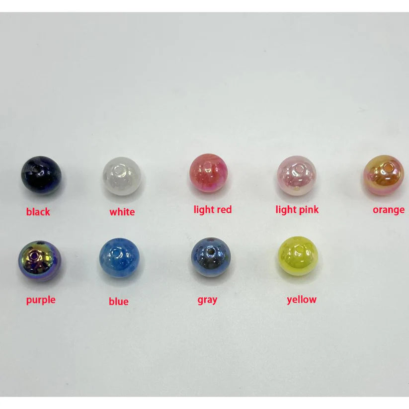 Glossy Acrylic Beads with Glitter Inside, Little UV Plating, 16mm FS