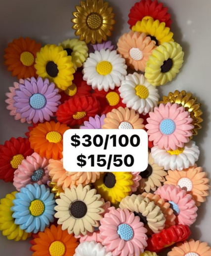 Silicone sunflower beads