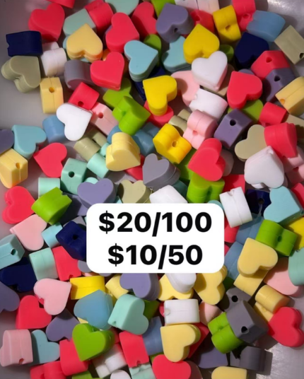 Silicone heart-shaped beads