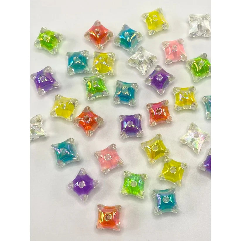 Irregular Square Shape Double Layer Clear Acrylic Beads, 14mm by 16mm wq