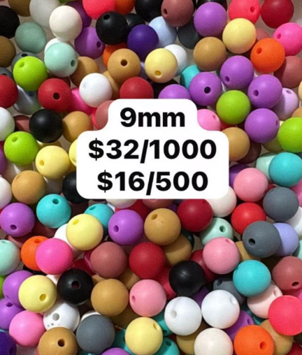 9mm Silicone beads